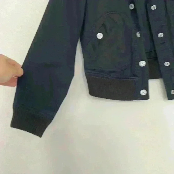 GAP- Black Bomber Denim Jacket Sz XS - Picture 2 of 8